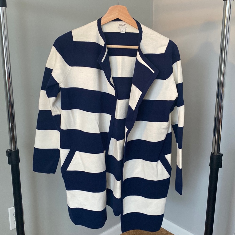 J Crew knit cardigan navy and cream size SP